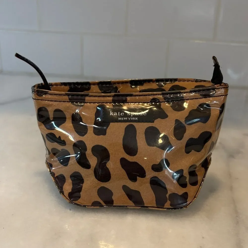 Kate Spade Travel Bag Ocelot Leopard Cheetah Animal Print Cosmetic Case Pouch
